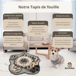 Bénéfices tapis de fouille deluxe Bénéfices du tapis de fouille deluxe. Favorise l'instinct de recherche, procure une forme d'exercice, améliore la digestion, réduit l'anxiété
