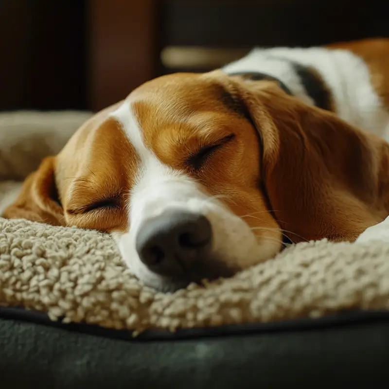 Beagle endormi, sommeil réparateur