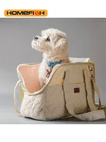 bichon dans sac de transport pour chien bichon dans sac de transport pour chien